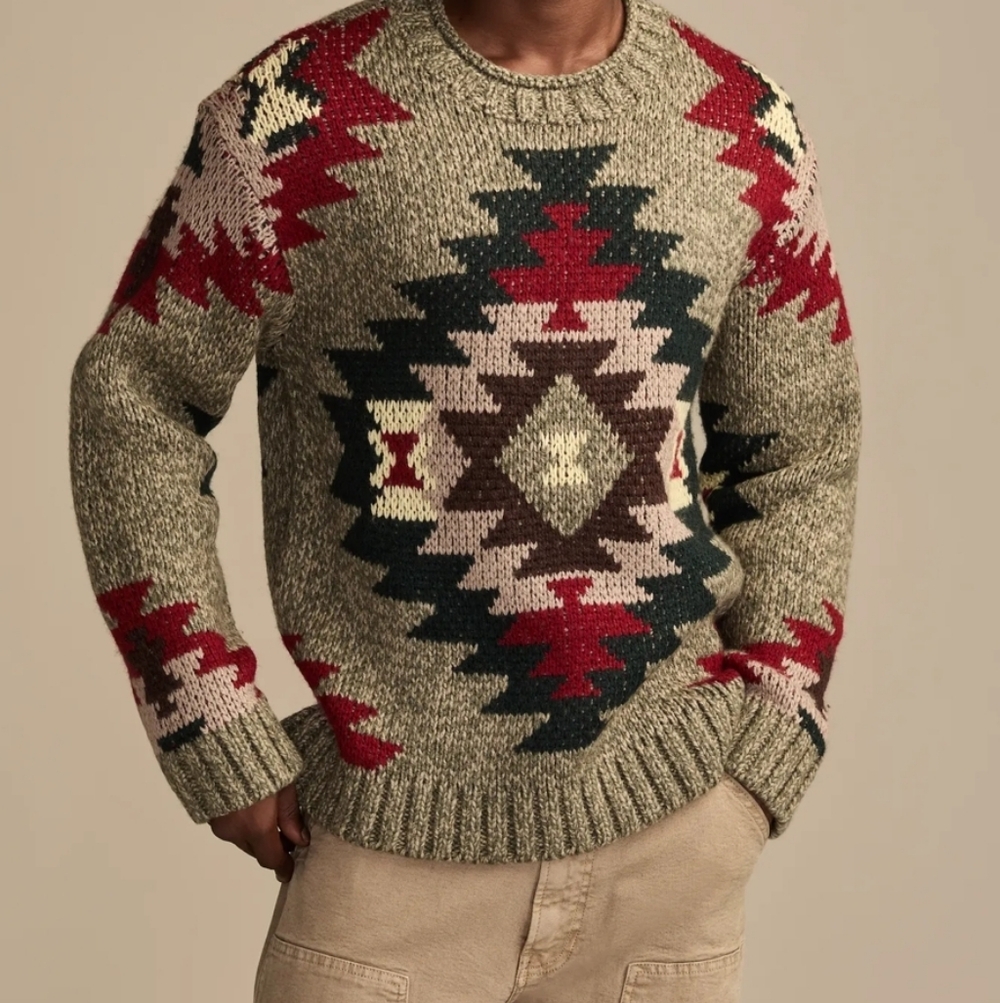 Lucky Brand Aztec Wool Novelty Crew Sweater NWT S M L XL XXL - Picture 7 of 10